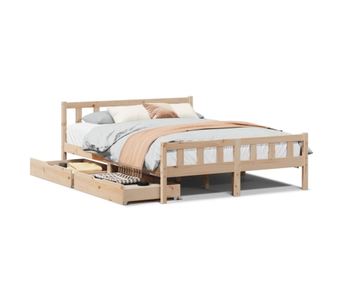 Estructura de cama sin colchón madera maciza de pino 135x190 cm