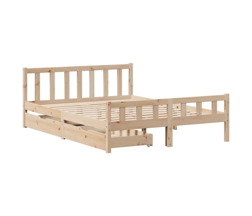 Estructura de cama sin colchón madera maciza de pino 135x190 cm