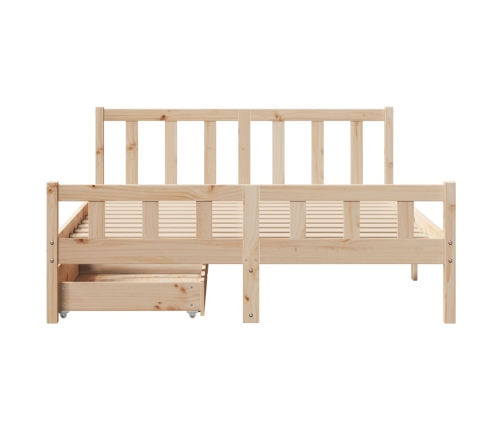 Estructura de cama sin colchón madera maciza de pino 135x190 cm