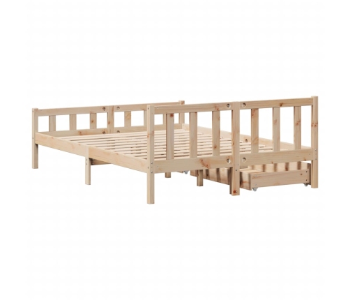 Estructura de cama sin colchón madera maciza de pino 135x190 cm