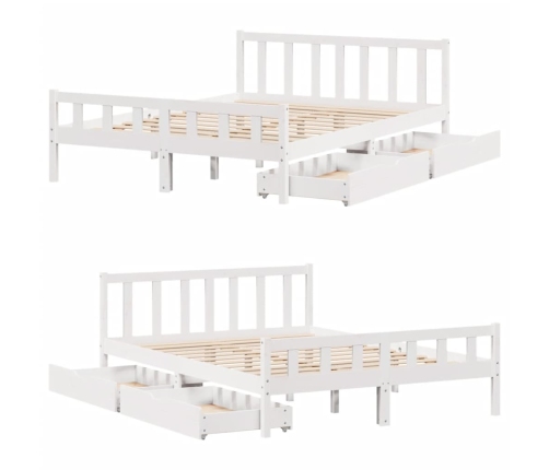 Estructura de cama sin colchón madera de pino blanco 135x190 cm