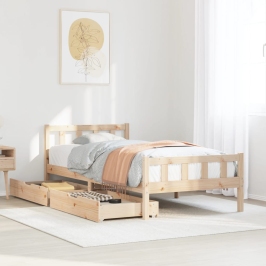 Estructura de cama sin colchón madera maciza de pino 100x200 cm