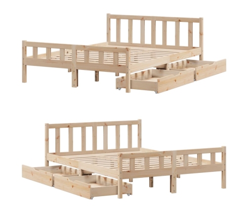 Estructura de cama sin colchón madera maciza de pino 160x200 cm