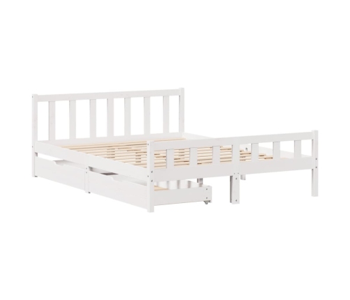 Estructura de cama sin colchón madera maciza de pino 160x200 cm