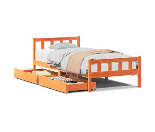 Estructura de cama sin colchón madera maciza marrón 75x190 cm