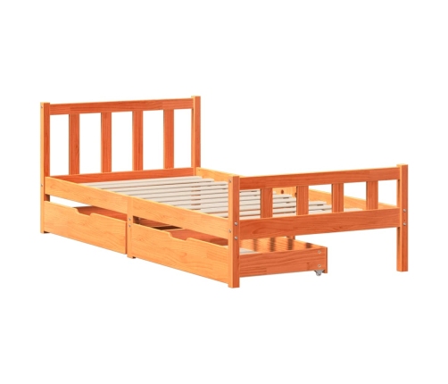 Estructura de cama sin colchón madera maciza marrón 75x190 cm