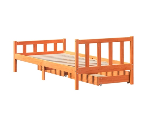 Estructura de cama sin colchón madera maciza marrón 75x190 cm