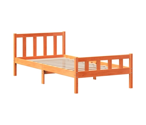 Estructura de cama sin colchón madera maciza marrón 75x190 cm