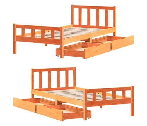 Estructura de cama sin colchón madera maciza marrón 75x190 cm