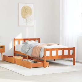 Estructura de cama sin colchón madera maciza marrón 75x190 cm
