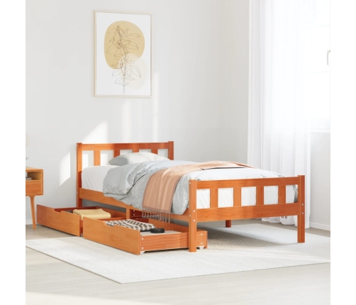 Estructura de cama sin colchón madera maciza marrón 75x190 cm