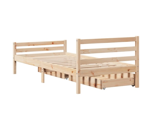 Estructura de cama sin colchón madera maciza pino 75x190 cm