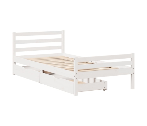 Estructura de cama sin colchón madera maciza blanca 90x190 cm