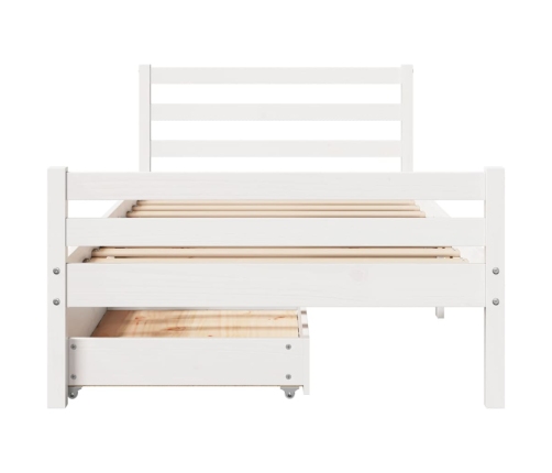 Estructura de cama sin colchón madera maciza blanca 90x190 cm