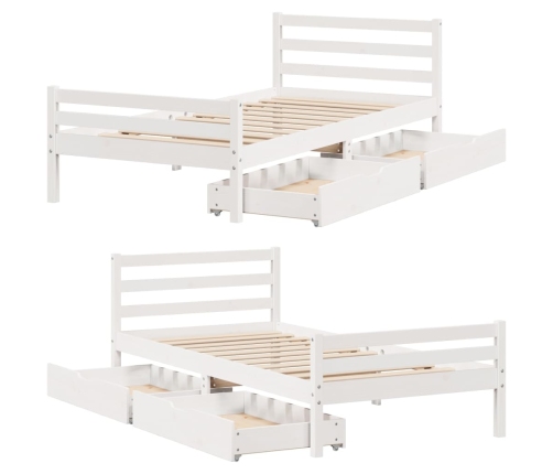 Estructura de cama sin colchón madera maciza blanca 90x190 cm