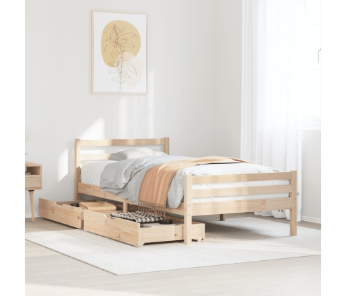 Estructura de cama sin colchón madera maciza de pino 90x200 cm