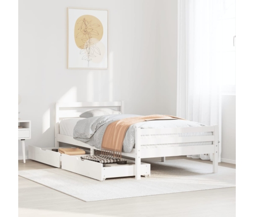 Estructura de cama sin colchón madera de pino blanca 90x200 cm