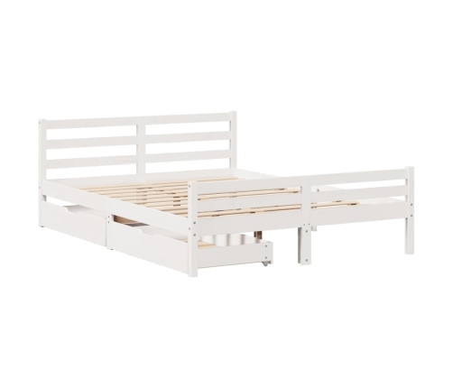 Estructura de cama sin colchón madera de pino blanca 140x200 cm