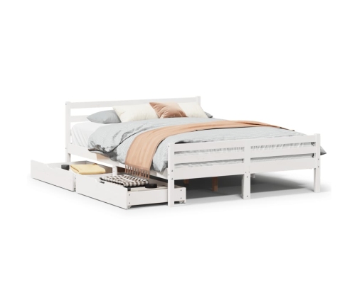 Estructura de cama sin colchón madera de pino blanca 150x200 cm