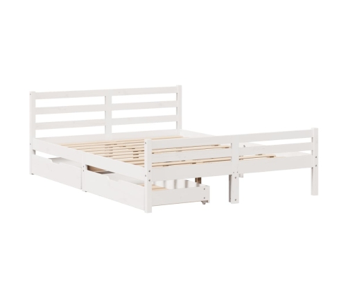 Estructura de cama sin colchón madera de pino blanca 150x200 cm