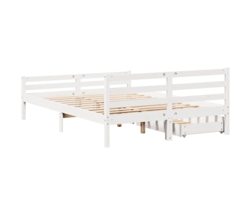 Estructura de cama sin colchón madera de pino blanca 150x200 cm