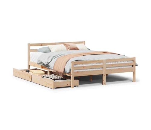 Estructura de cama sin colchón madera maciza de pino 160x200 cm