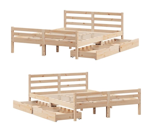 Estructura de cama sin colchón madera maciza de pino 160x200 cm