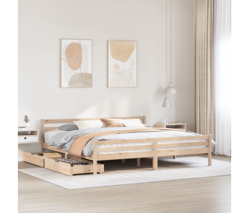 Estructura de cama sin colchón madera maciza de pino 180x200 cm