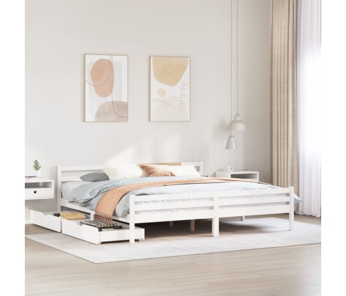 Cama sin colchón madera maciza de pino blanca 180x200 cm