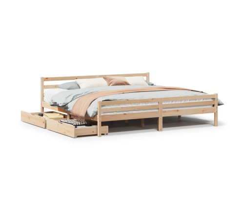 Estructura de cama sin colchón madera maciza de pino 200x200 cm