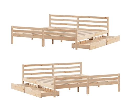 Estructura de cama sin colchón madera maciza de pino 200x200 cm