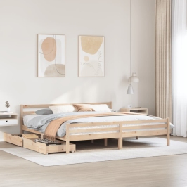 Estructura de cama sin colchón madera maciza de pino 200x200 cm