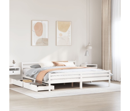 Estructura de cama sin colchón madera maciza blanca 200x200 cm