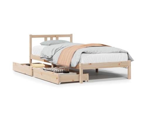 Estructura de cama sin colchón madera maciza pino 75x190 cm