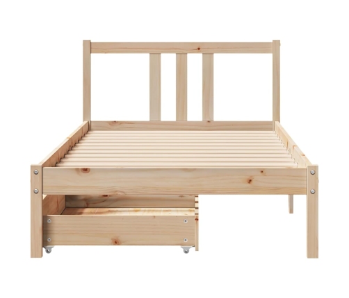 Estructura de cama sin colchón madera maciza pino 75x190 cm
