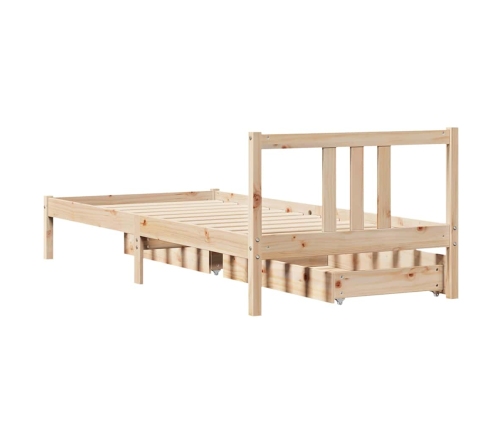 Estructura de cama sin colchón madera maciza pino 75x190 cm