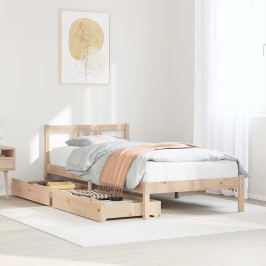 Estructura de cama sin colchón madera maciza pino 75x190 cm
