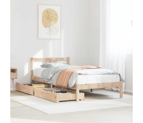 Estructura de cama sin colchón madera maciza de pino 90x190 cm