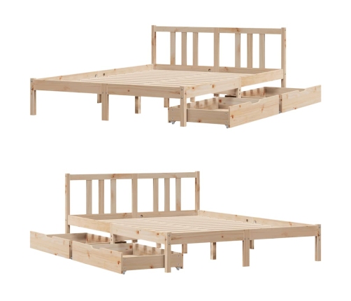 Estructura de cama sin colchón madera maciza de pino 135x190 cm
