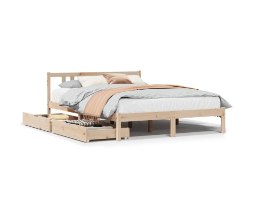 Estructura de cama sin colchón madera maciza de pino 140x190 cm