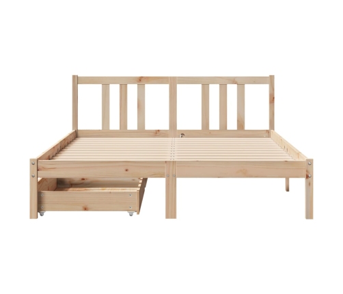 Estructura de cama sin colchón madera maciza de pino 140x190 cm