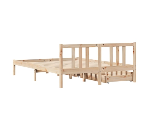 Estructura de cama sin colchón madera maciza de pino 140x190 cm