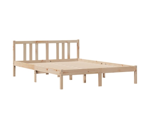 Estructura de cama sin colchón madera maciza de pino 140x190 cm