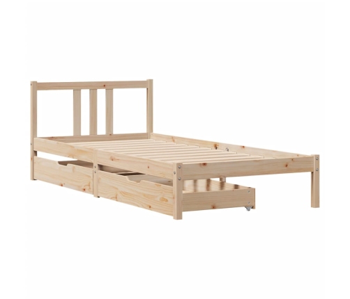 Estructura de cama sin colchón madera maciza de pino 90x200 cm