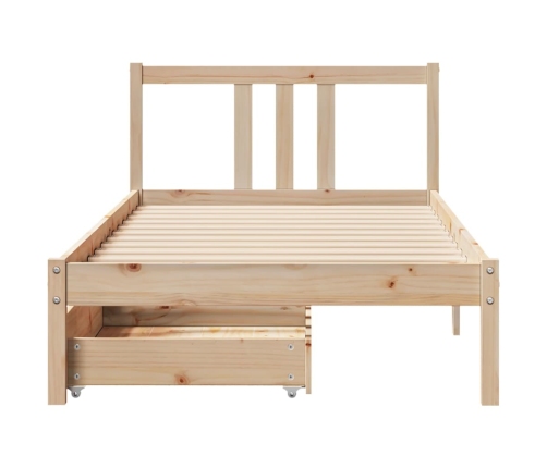 Estructura de cama sin colchón madera maciza de pino 90x200 cm