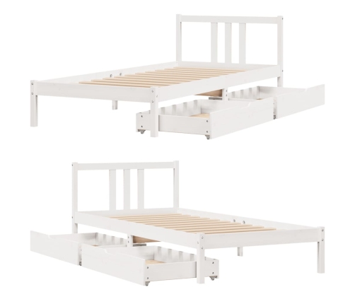 Estructura de cama sin colchón madera de pino blanca 90x200 cm
