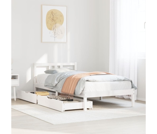 Estructura de cama sin colchón madera de pino blanca 90x200 cm