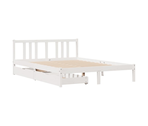 Estructura de cama sin colchón madera de pino blanca 140x200 cm