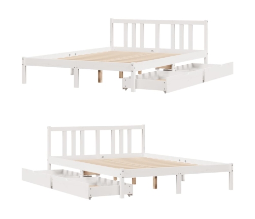 Estructura de cama sin colchón madera de pino blanca 140x200 cm