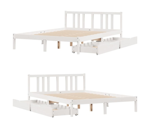 Estructura de cama sin colchón madera de pino blanca 150x200 cm